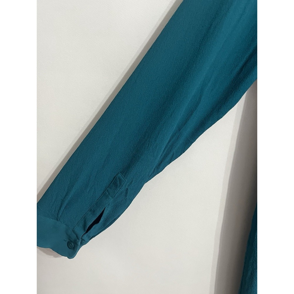 M Missoni IT 42 US 6 Womens Teal Silk Blend Asymmetrical Hem Button Top Tunic - Picture 6 of 7